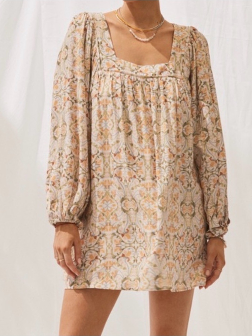 NWT SANCIA Mariia Luzianes Floral Boho LongSleeve Mini Dress size S